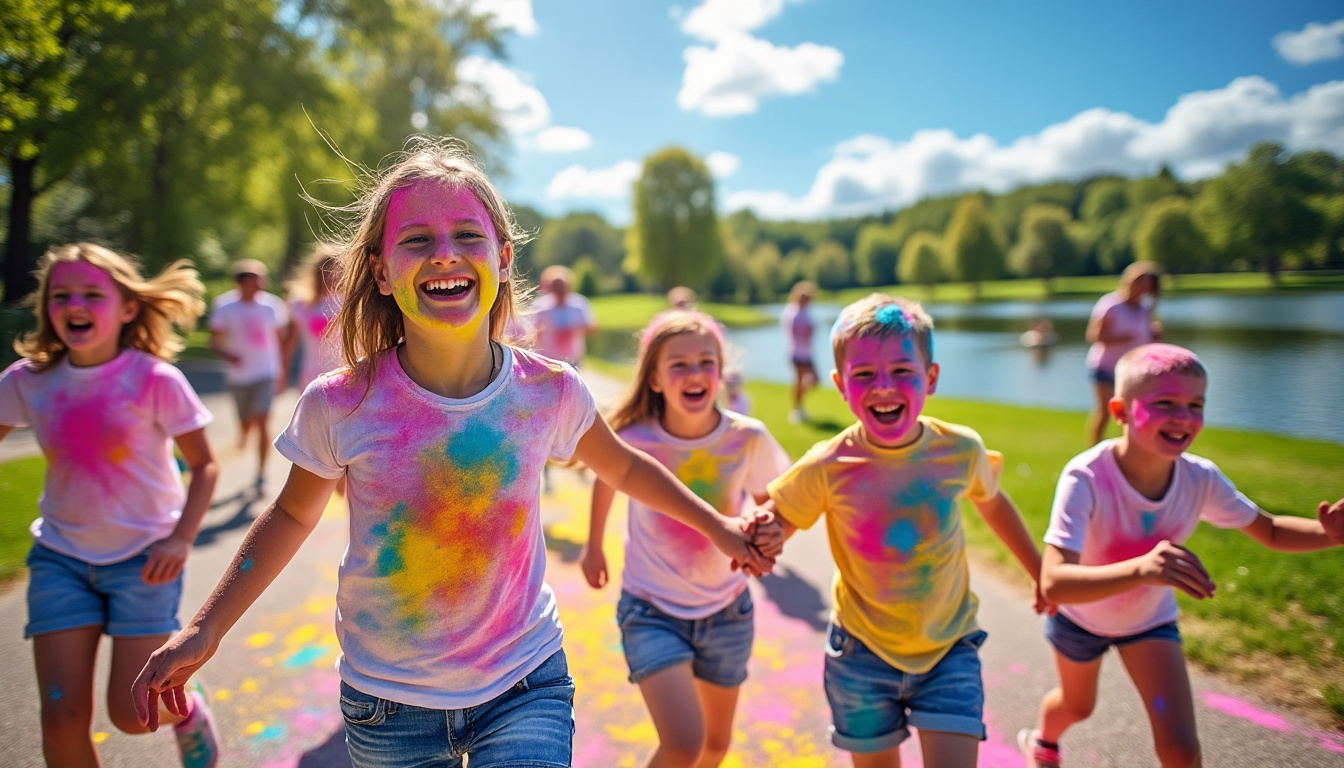 participez au color run, une course familiale colorée et joyeuse, idéale pour partager des moments de fun et de bonne humeur en courant.